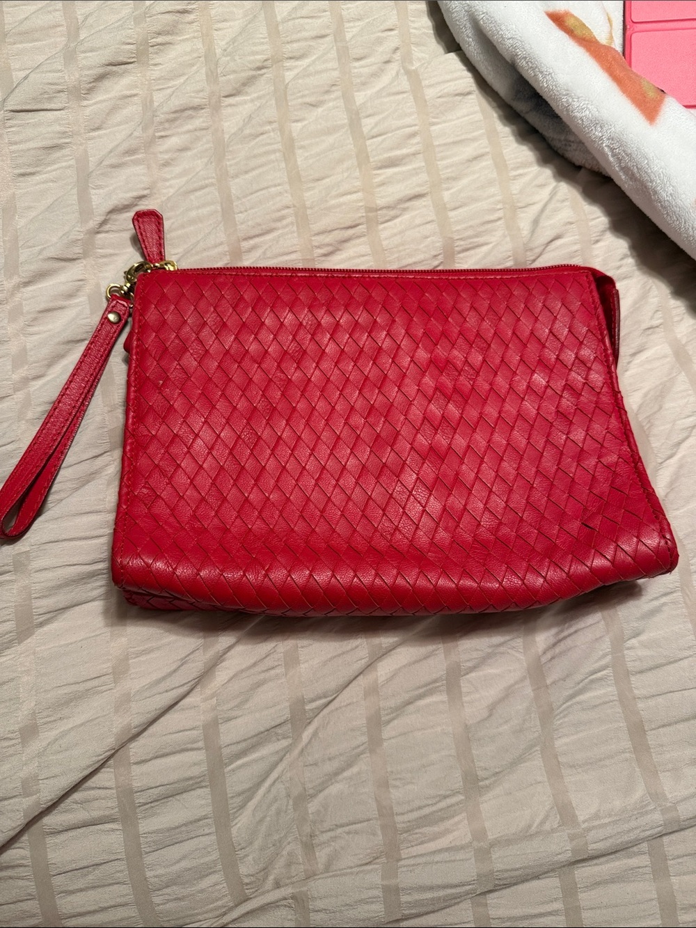 Stefano bravo red woven leather clutch bag